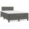vidaXL Pat box spring cu saltea, gri &icirc;nchis, 120x200 cm, catifea