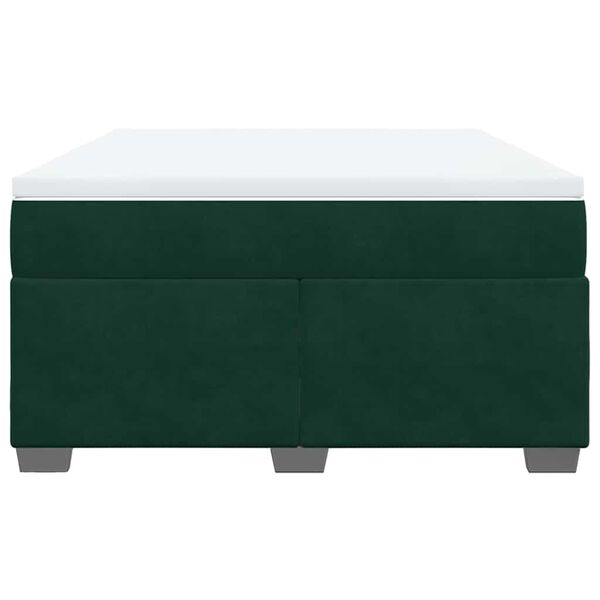 vidaXL Pat box spring cu saltea, verde &icirc;nchis, 160x200 cm, catifea