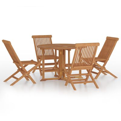 vidaXL Set de mobilier de exterior pliabil, 5 piese, lemn masiv de tec