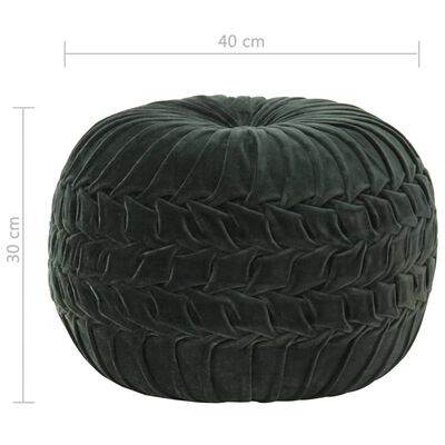 vidaXL Taburet puf design crețuri, verde, 40x30 cm, catifea bumbac