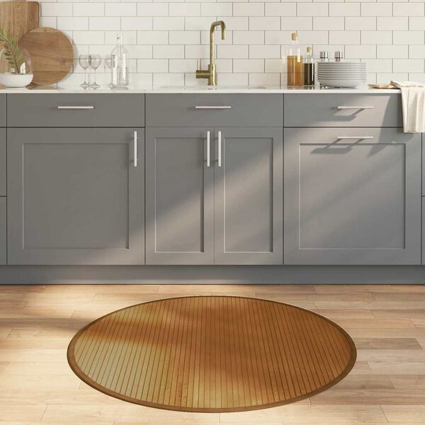 vidaXL Covor rotund, maro, 100 cm, bambus