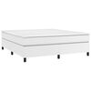 vidaXL Pat box spring cu saltea, alb, 160x200 cm, piele ecologică