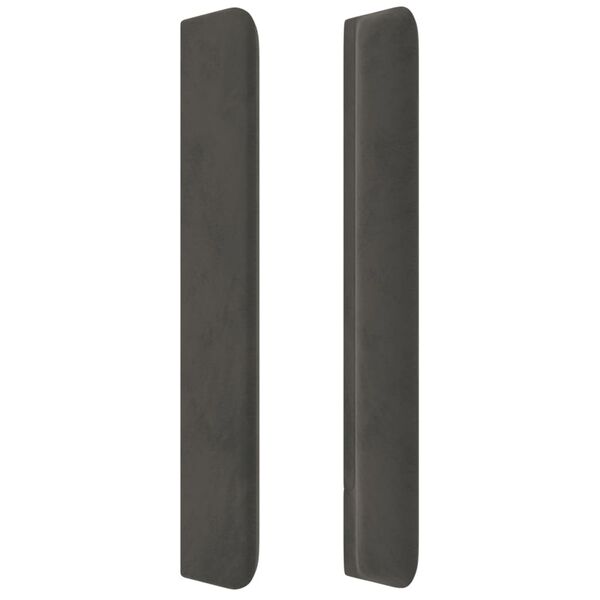 vidaXL Tăblie de pat cu aripioare gri &icirc;nchis 163x16x118/128 cm catifea