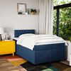 vidaXL Pat box spring cu saltea, albastru, 120x190 cm, material textil