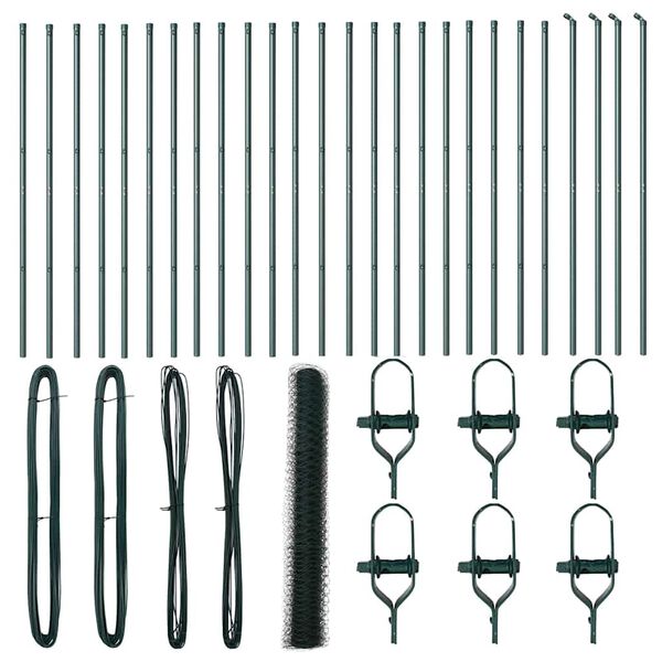 vidaXL Îngrădire cu stâlpi Verde 1 x 50 m otel acoperit cu PVC