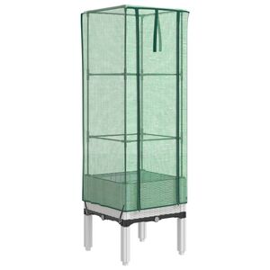 vidaXL Strat &icirc;nălțat cu husă de seră, aspect ratan, 40x40x140 cm