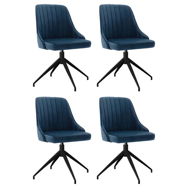 vidaXL Scaune de bucătărie, 4 buc., albastru, catifea