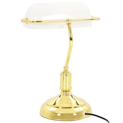 vidaXL Lampă de birou stil bancher, 40 W, alb și auriu