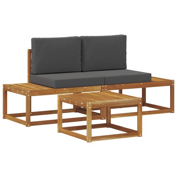 vidaXL Set de canapele de exterior cu pernă 3 pcs natural