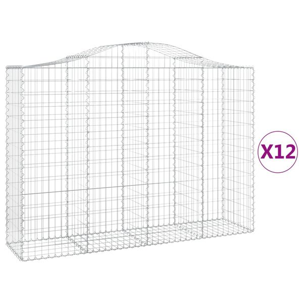 vidaXL Coșuri gabion arcuite 12 buc, 200x50x140/160cm, fier galvanizat