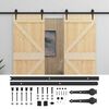 vidaXL Ușă glisantă 2 pcs Natural și Negru Lemn masiv de pin