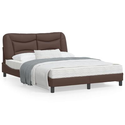 vidaXL Cadru de pat cu tăblie, maro, 120x200 cm, piele ecologică