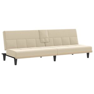 vidaXL Canapea extensibilă cu suporturi de pahare, crem, textil