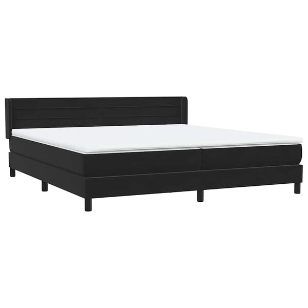 vidaXL Pat box spring cu saltea, negru, 180x210 cm, catifea