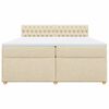 vidaXL Pat box spring cu saltea, crem, 200x200 cm, textil