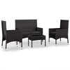 vidaXL Set mobilier relaxare grădină 4 piese cu perne poliratan negru