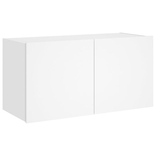 vidaXL Comodă TV de perete cu lumini LED, alb, 80x35x41 cm
