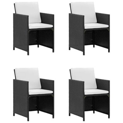 vidaXL Set mobilier de exterior cu perne, 5 piese, negru, poliratan
