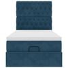 vidaXL Cadru de pat otoman cu saltele Albastru &icirc;nchis 90x200cm catifea