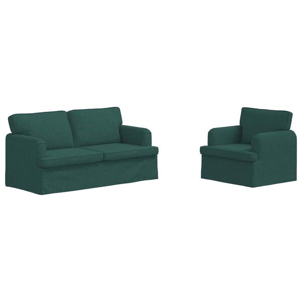 vidaXL Canapea 2 pcs Verde &icirc;nchis 162 x 80 x 85 cm țesătură