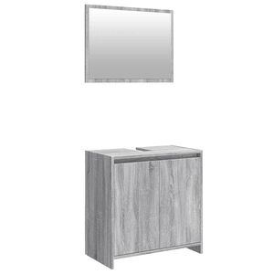 vidaXL Set mobilier de baie, 2 piese, gri sonoma, lemn prelucrat