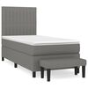 vidaXL Pat box spring cu saltea, gri &icirc;nchis, 90x200 cm, textil