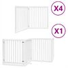 vidaXL Poartă c&acirc;ini pliabilă cu ușă 12 panouri, alb, 960 cm, lemn plop