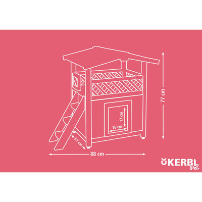 Kerbl Casă încălzită de pisici 4 anotimpuri „Deluxe” 88x57x77 cm maro