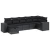 vidaXL Set canapele de grădină cu perne, 7 piese, negru, poliratan