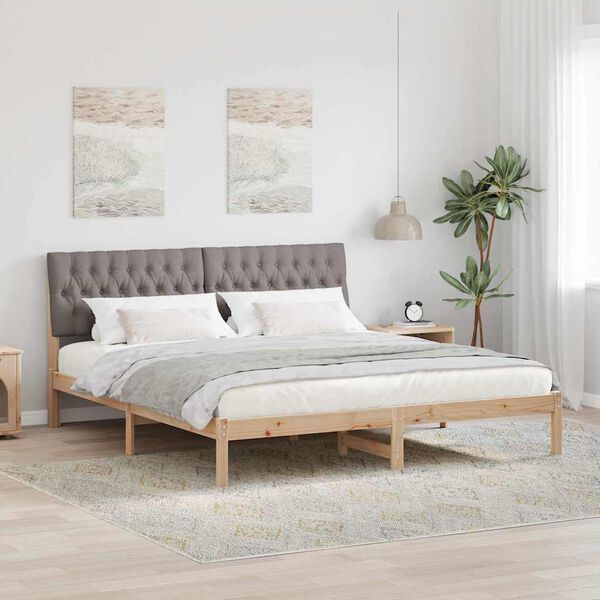 vidaXL Cadru de pat cu tăblie tapițată cu headboard Maro 180 x 200 cm