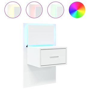 vidaXL Noptieră montată pe perete cu lumini LED, alb