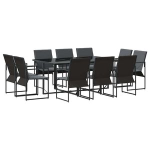 vidaXL Set de masă pentru grădină 11 pcs Negru Oțel
