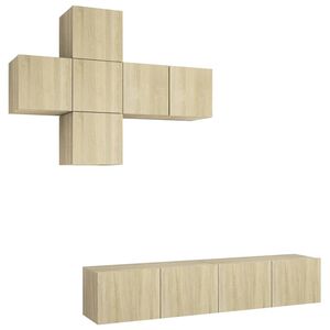 vidaXL Set dulapuri TV, 7 piese, stejar sonoma, lemn prelucrat