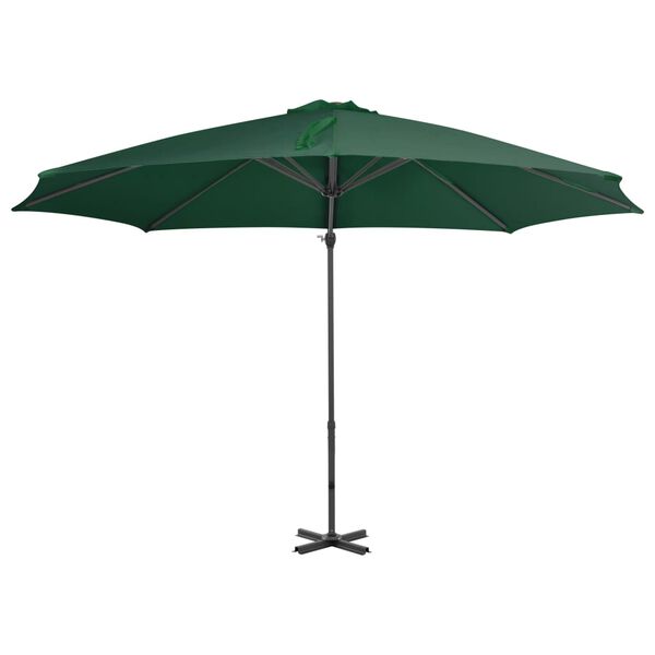 vidaXL Umbrelă în consolă cu stâlp din aluminiu, verde, 300 cm