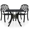 vidaXL Set mobilier bistro, 3 piese, negru, aluminiu turnat