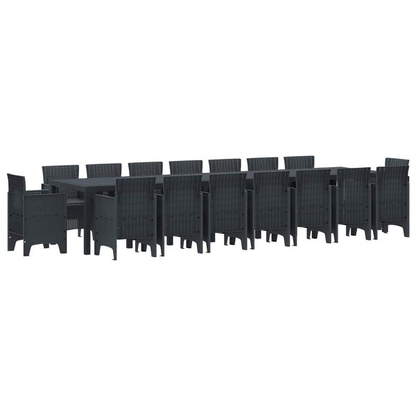 vidaXL Set de masă de grădină cu perne cu pernă 17 pcs Antracit PP
