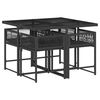 vidaXL Set mobilier de grădină cu perne, 5 piese, negru, poliratan