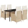 vidaXL Set mobilier de grădină cu perne, 5 piese, bej, poliratan