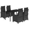 vidaXL Set mobilier de grădină cu perne, 5 piese, negru, poliratan