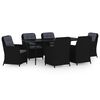 vidaXL Set de servit masa pentru grădină, 7 piese, negru