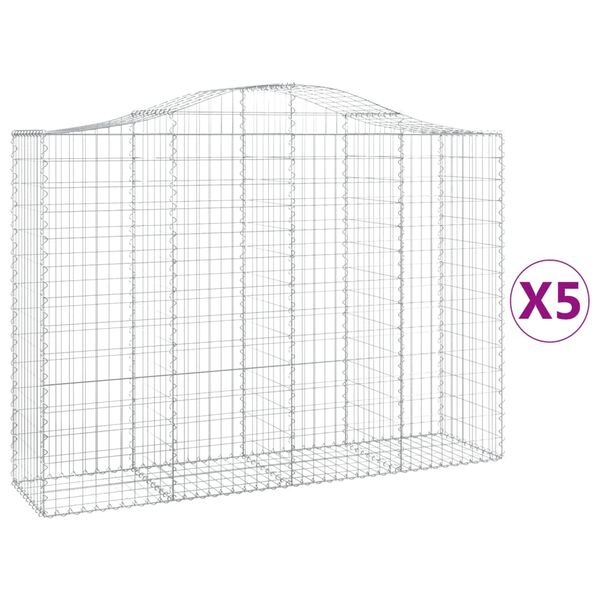 vidaXL Coșuri gabion arcuite 5 buc, 200x50x140/160 cm, fier galvanizat