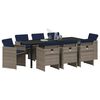 vidaXL Set de masă pentru grădină cu pernă 9 pcs Gri poliratan