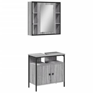 vidaXL Set mobilier de baie, 2 piese, gri sonoma, lemn prelucrat