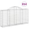 vidaXL Coșuri gabion arcuite 14 buc, 200x30x100/120 cm fier galvanizat