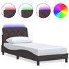 vidaXL Cadru de pat cu LED fără saltea, maro &icirc;nchis, 90x190 cm, material textil