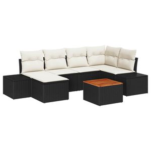 vidaXL Set de canapele pentru grădină 7 buc. Negru și alb