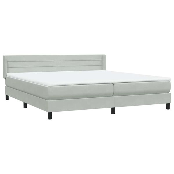 vidaXL Pat box spring cu saltea, gri deschis, 200x210 cm, catifea