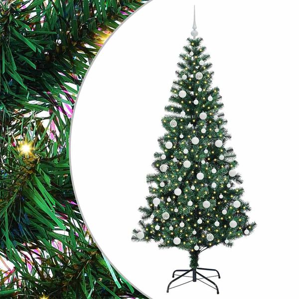 vidaXL Pom de Crăciun artificial pre-iluminat cu 300 LED Verde 210 cm