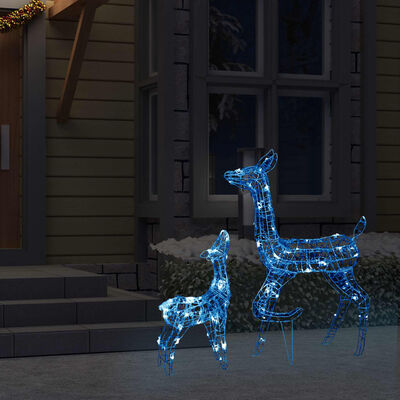 vidaXL Decorațiune de Crăciun familie reni 160 LED-uri albastru acril