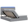 vidaXL Pat cu LED și saltea Gri deschis 200 x 200 cm Țesătură